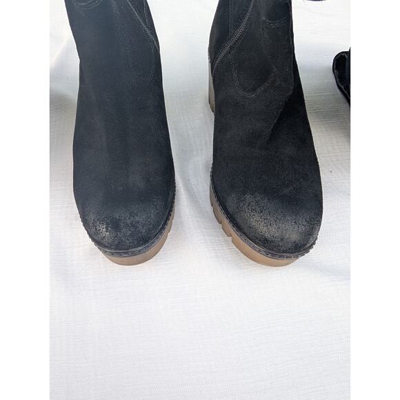 Vintage Foundry Co Womens Maisie Tall Suede Wedge Boots 9 Black Slouch Soft Luxe - Picture 6 of 11